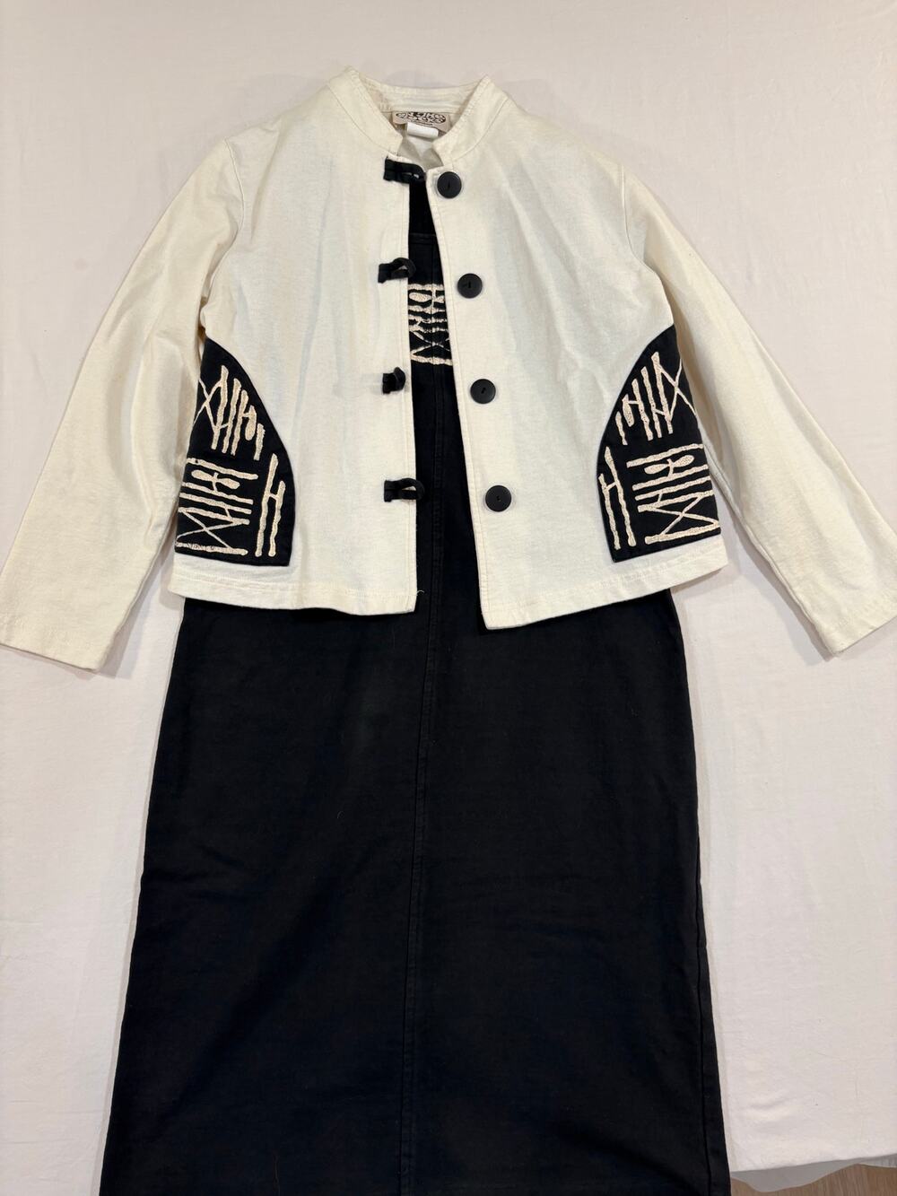 On The Rocks California Vintage 90s 100% Cotton Tank Dress Jacket Set Medium